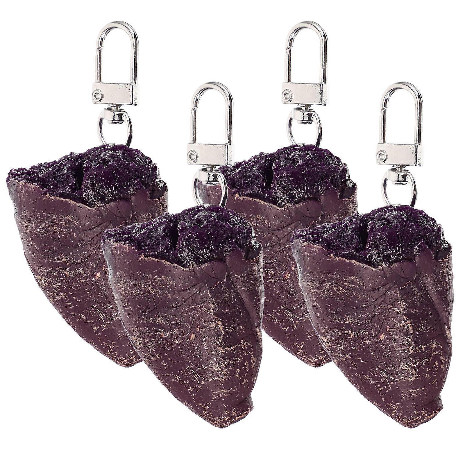 4pcs Simulation Food Keychain Bag Purse Hanging Charm Key Decoration Supply