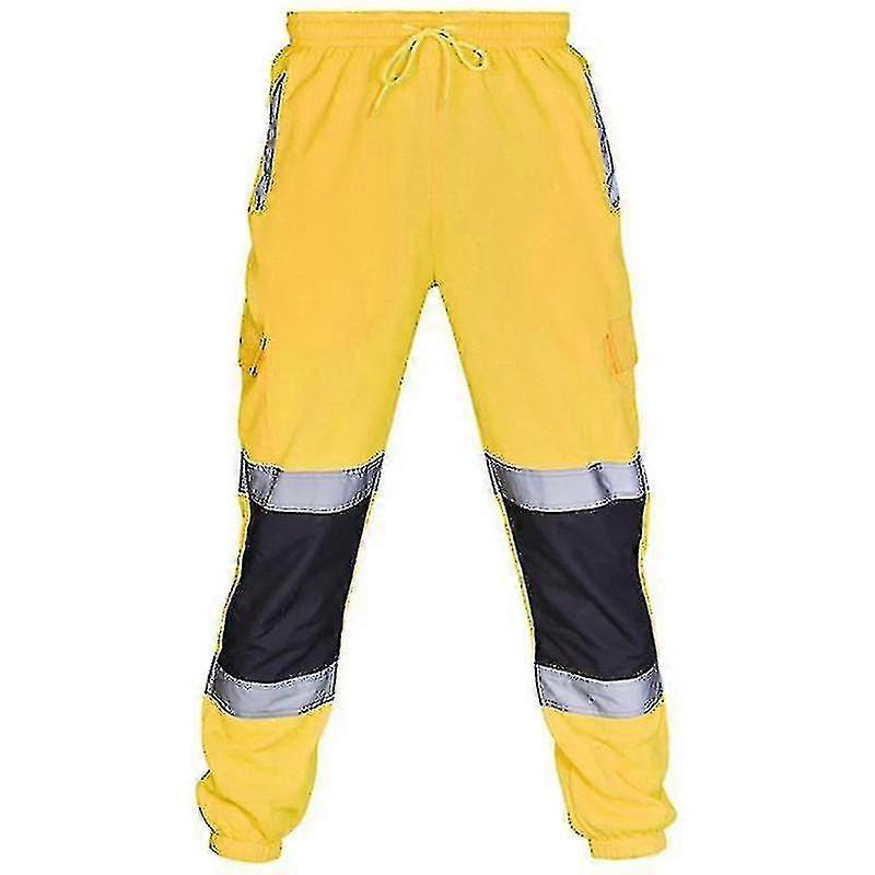 Adults Safety Work Trousers Hi Vis Viz Visibility Elastic Waist Sweatpants