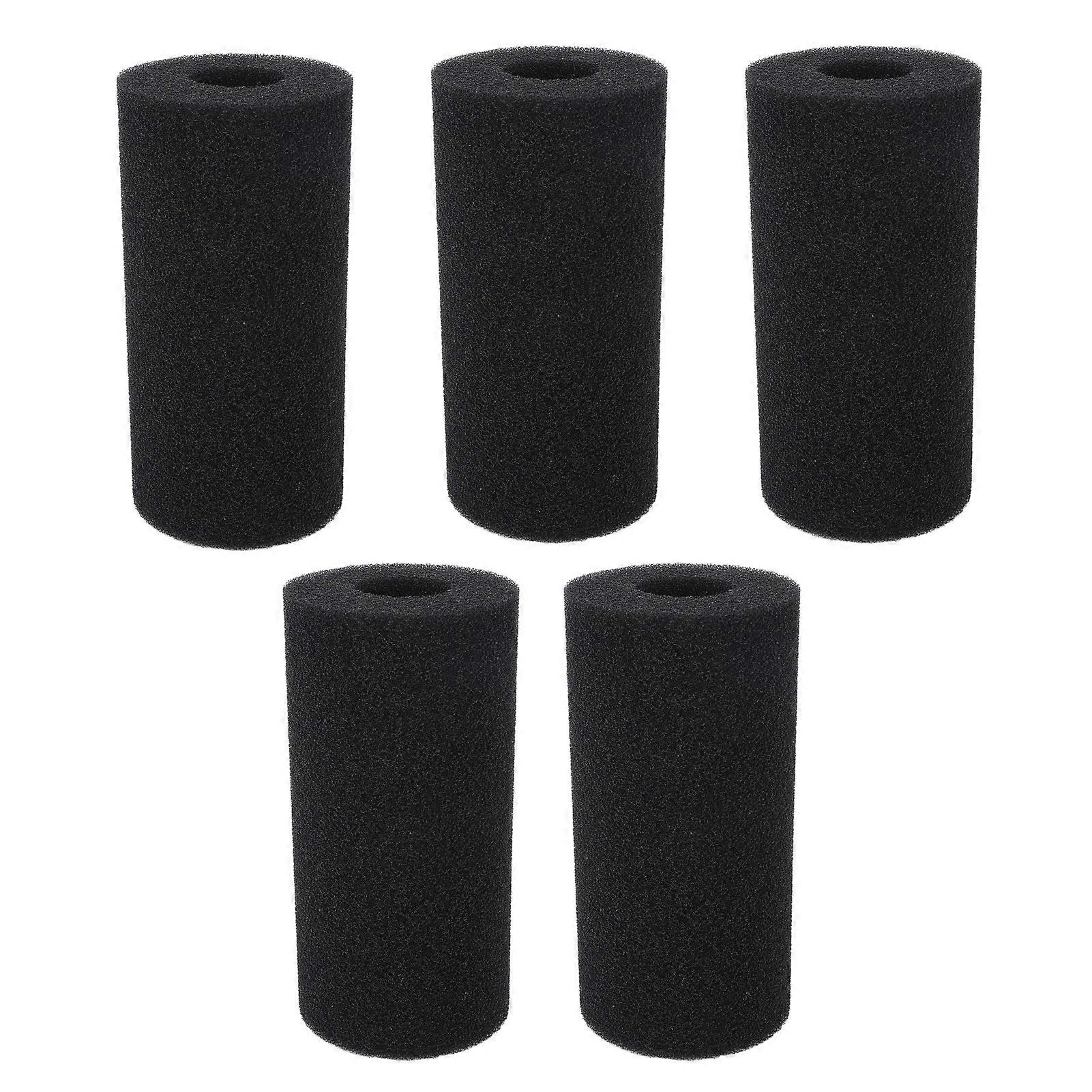 5PCS Pool Filter Sponge PU Sponge Black Reusable Washable Cylindrical Simming Pool Filter Foam for Pool Pump L
