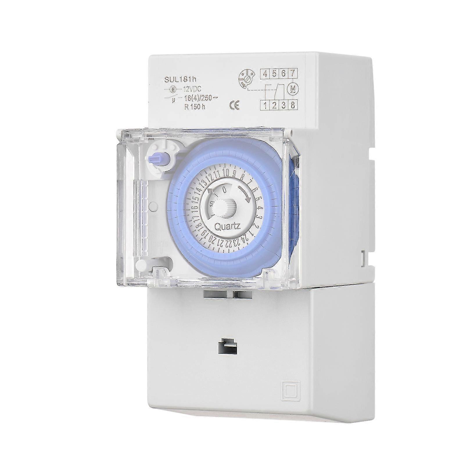 Mechanical 24 Hours Timer Switch Ac 110-230v 30 Minutes Interval 48 Times On/ Off Programmable Electrical Timer Din Rail Installation Relay Switch