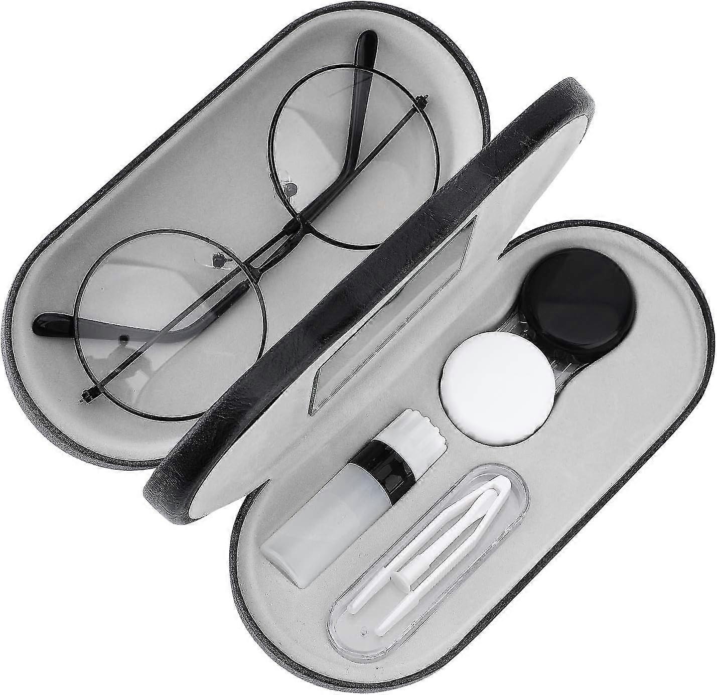 2024 New Double Eyeglass Case, 2 in 1 Double Sided Portable Glasses Case Contact Lens Case