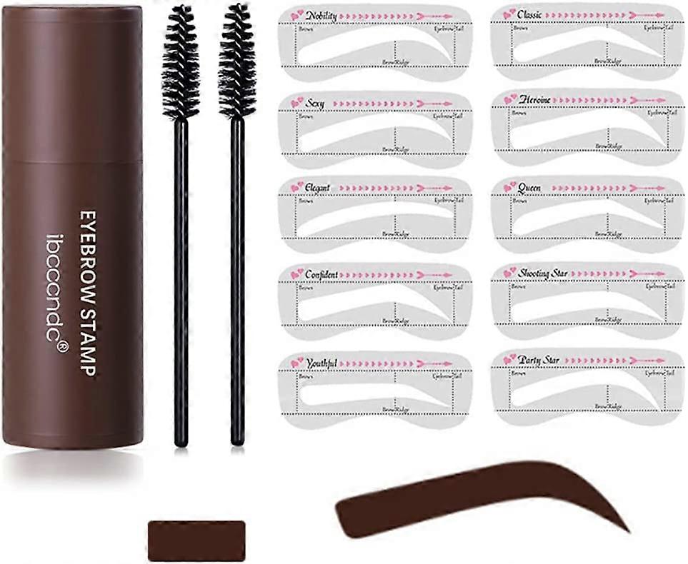 Brow Stamp  One Step Eyebrow Stamp Shaping kit  Waterproof Eyebrow Shaping stamp with 10 reusable Eyebrow stencil kit & 2 Eyebrow Brush   for Drawing 