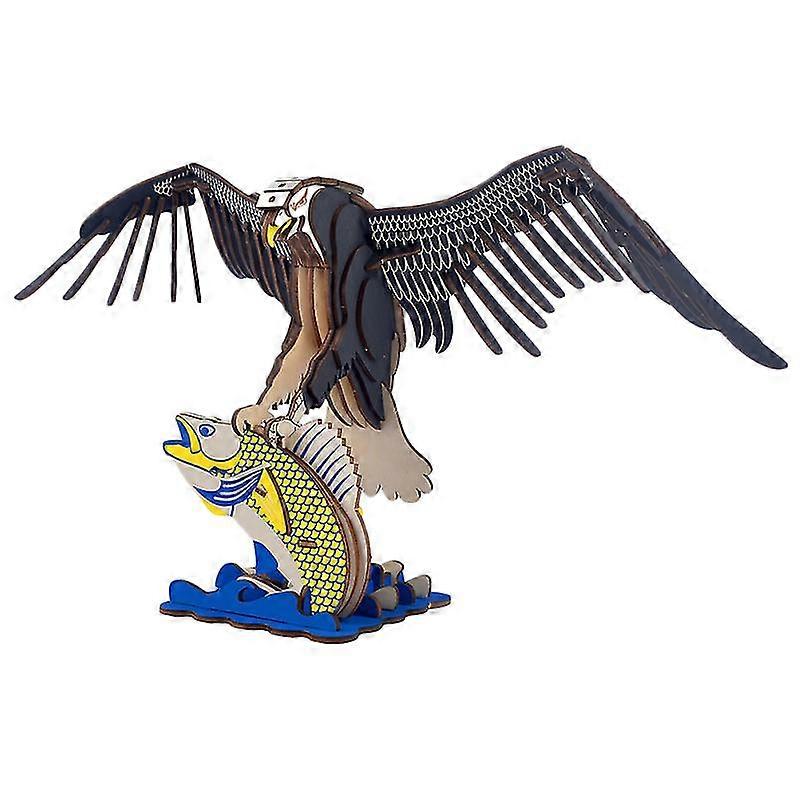 Eagle And Fish Shape Puzzle Toy Wooden Three Dimensional Puzzle Board For Decoration Use