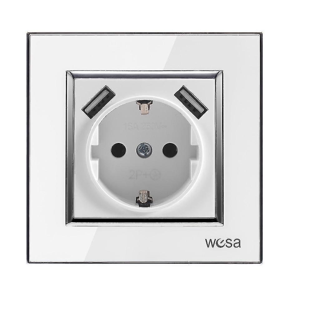 Power Outlets Sockets Double Usb Wall Socket With Acrylic Frame