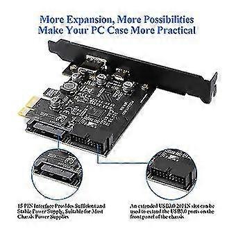 PCI-E 1X To USB 3.2 Gen1 USB3.2 Type-C Front Adapter Card 2 Ports (Type C+ Type A) Expansion Card