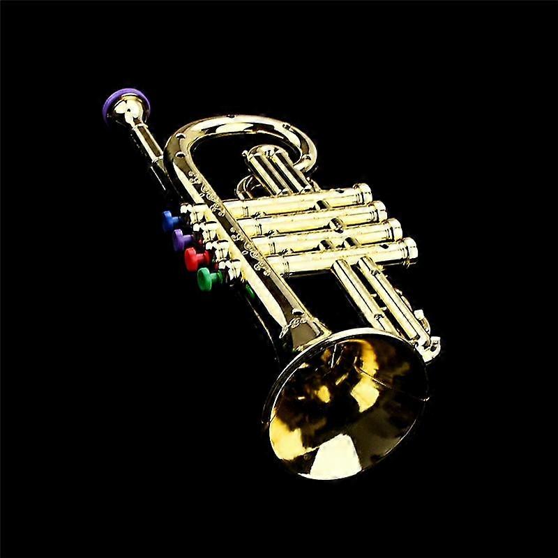Trumpet Kids Educational Toy Wind Instruments ABS Gold Trumpet with 4 Colored for Kids
