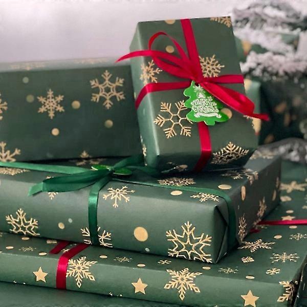 Julpapper 70x50 Julpapper Ark 5 med band, Julklappar, Julklappspapper Förpackningsmaterial Grönt presentpapper