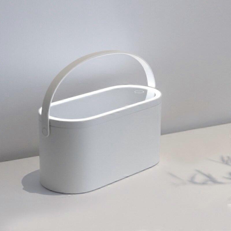 Cosmetics Organizer With LED Lights Makeup Mirror 2 In 1 Portable Makeup Storage Box Case