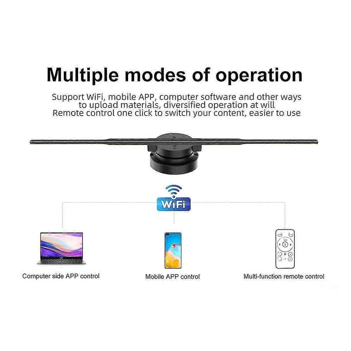Wifi 3Dホログラフィックプロジェクター352ledホログラフィックプレーヤーファン画像ビデオストアバーパーティー広告ディスプレイeuプラグ