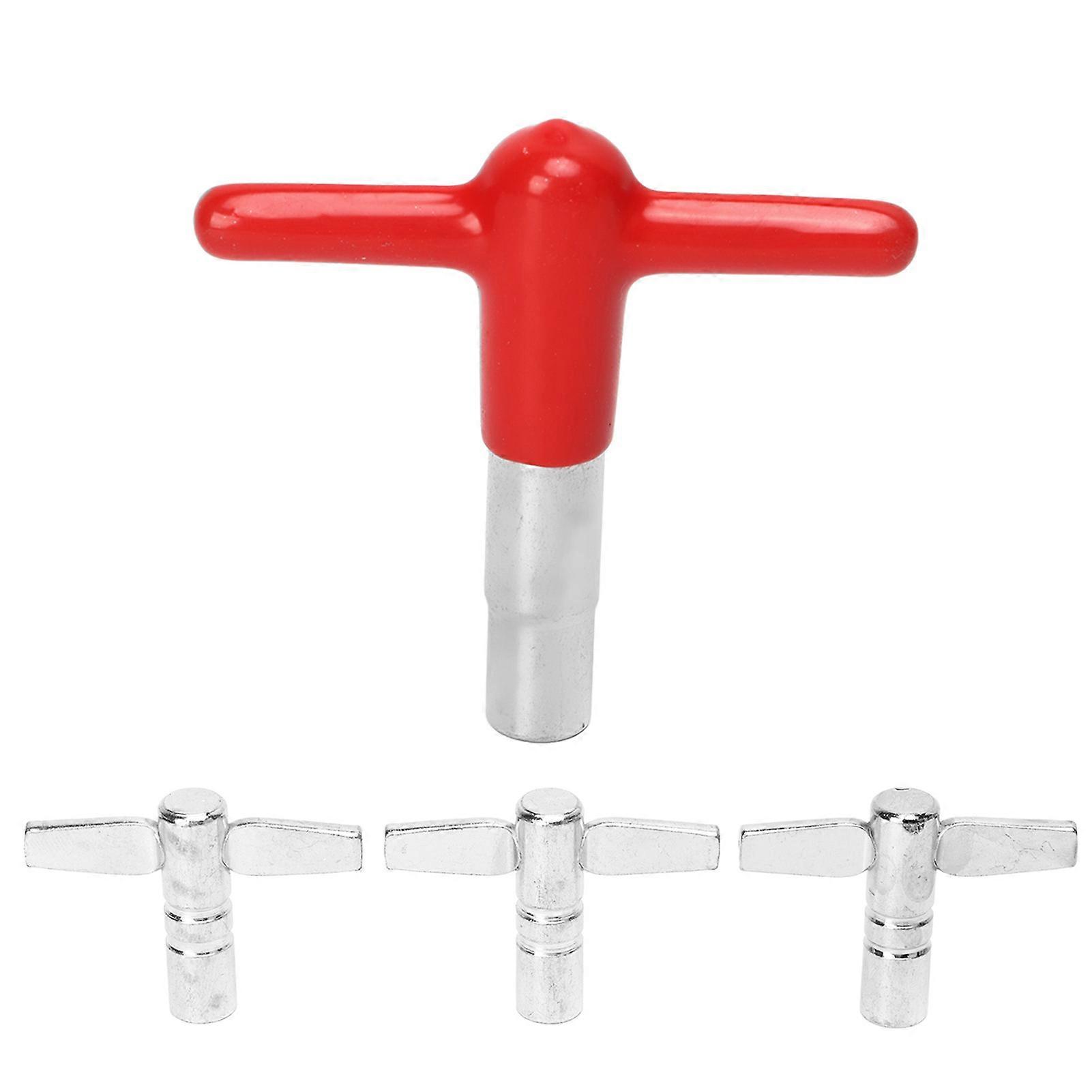 4 Pcs Drum Tuning Keys T Handle Metal Sturdy Smoothly Drum Key Tuner with Silicone Cover Red