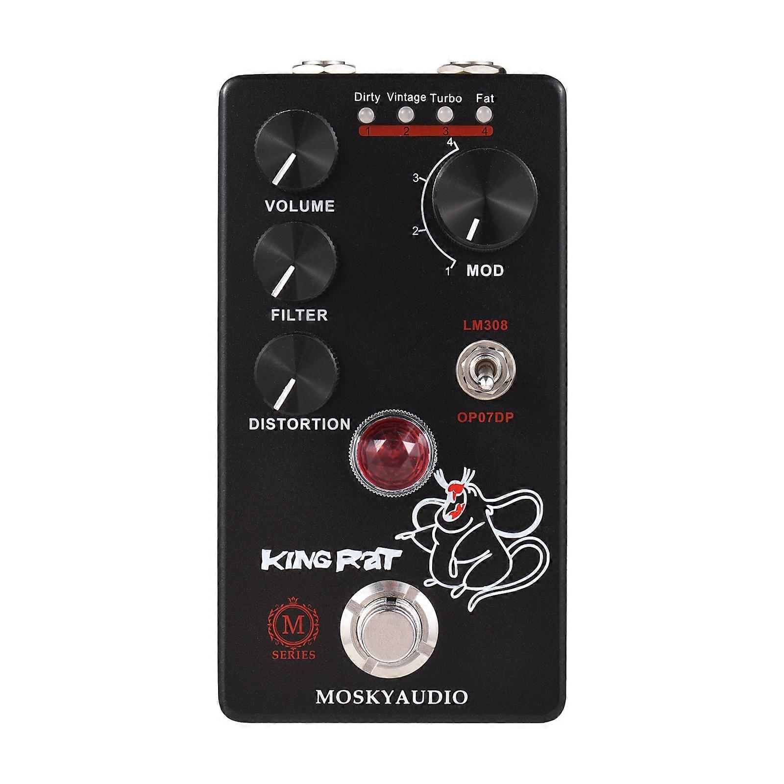 MOSKYAudio Fuzz Distortion Guitar Effect Pedal 4 Mode Switch & Volume/Filter/Distortion Controls Compact Portable Digital Distortion Guitar Effector E