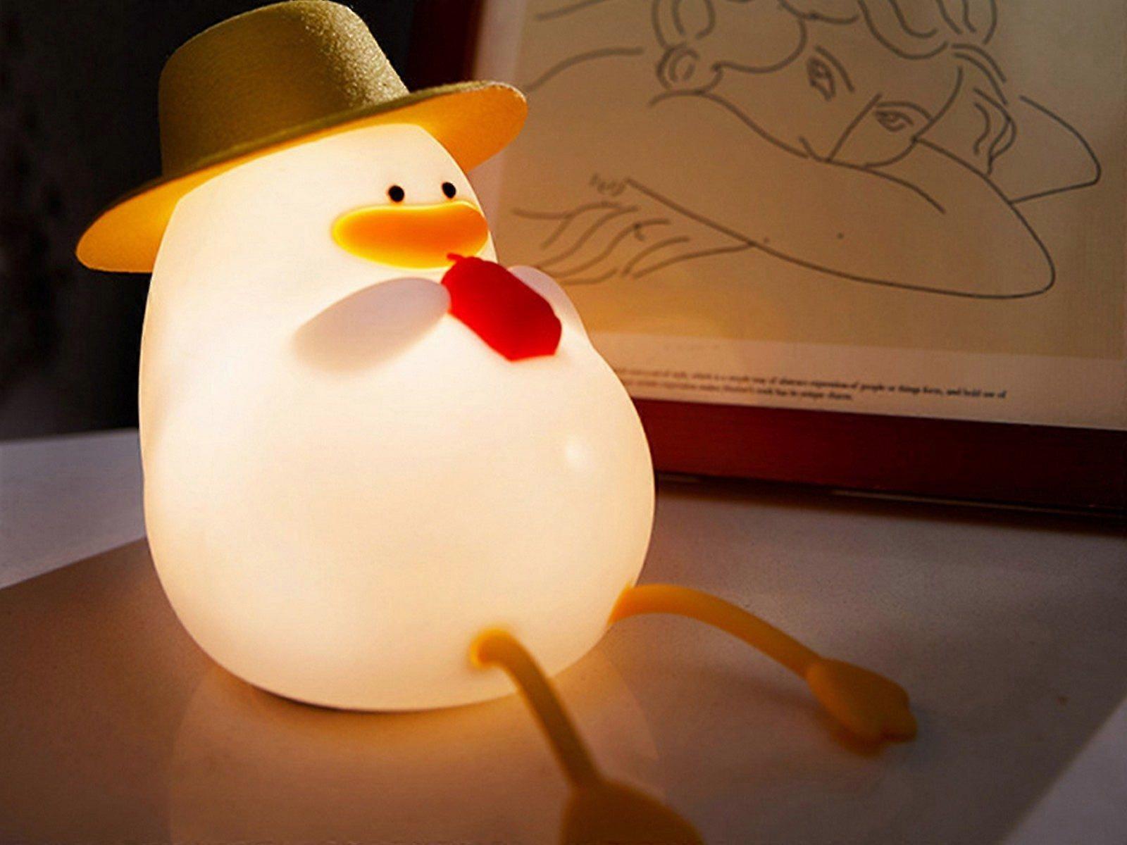 Cute Duck Touch Night Light Dimmable Lamp Rechargeable Nursery Lamp