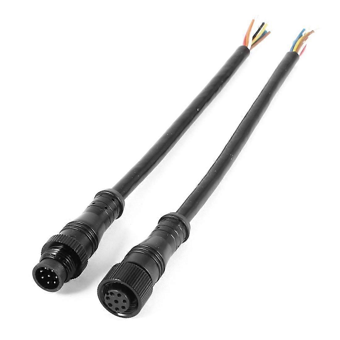 Cabo conector à prova d'água com plugue M/F de 8 pinos, preto