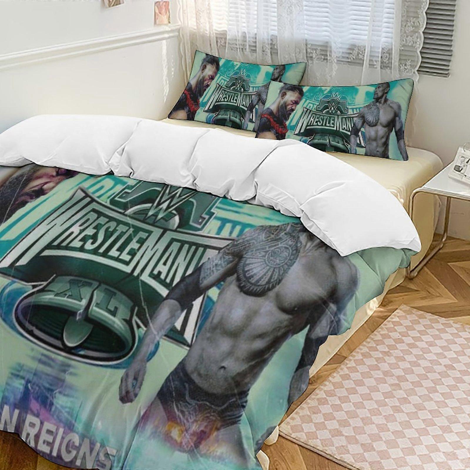 c767 WWE 2 Capa de Edredom de Cama Microfibra Conjuntos de Cama Leve 3 Peças Conjuntos de Edredom, 1 Capa de Edredom e 2 Fronhas para Crianças ee767
