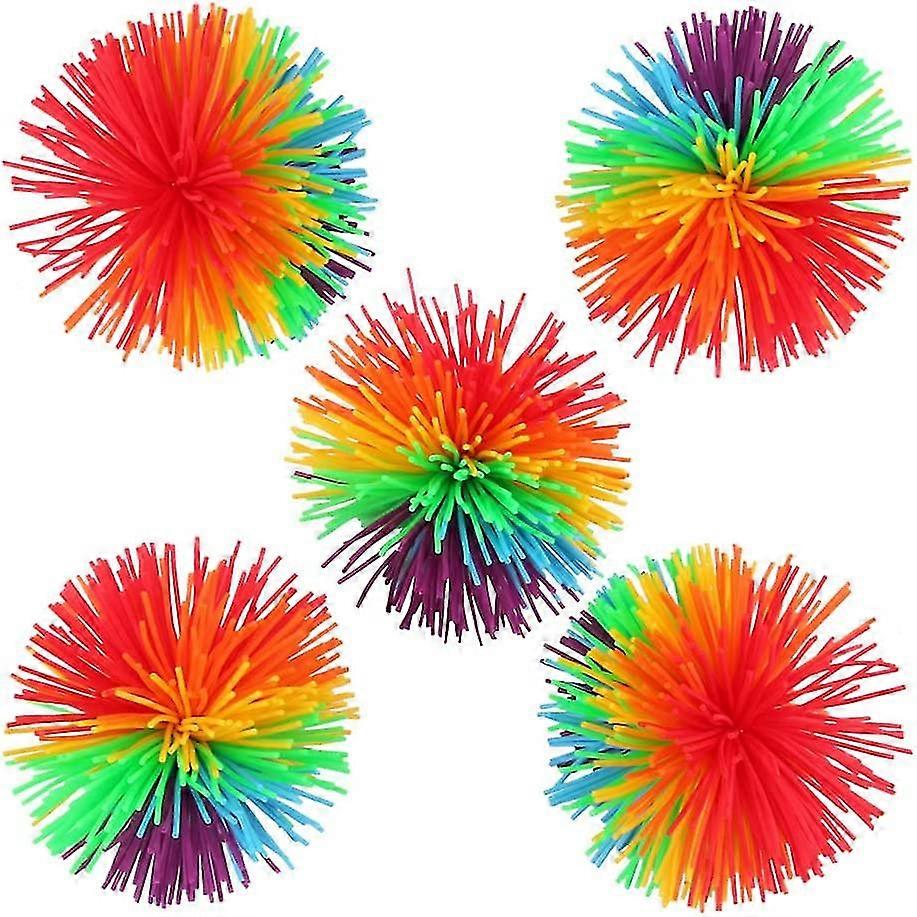 5pcs Monkey Stringy Balls Sensory Toy Toy Colorful Soft Silicone Pom Bouncy Gift
