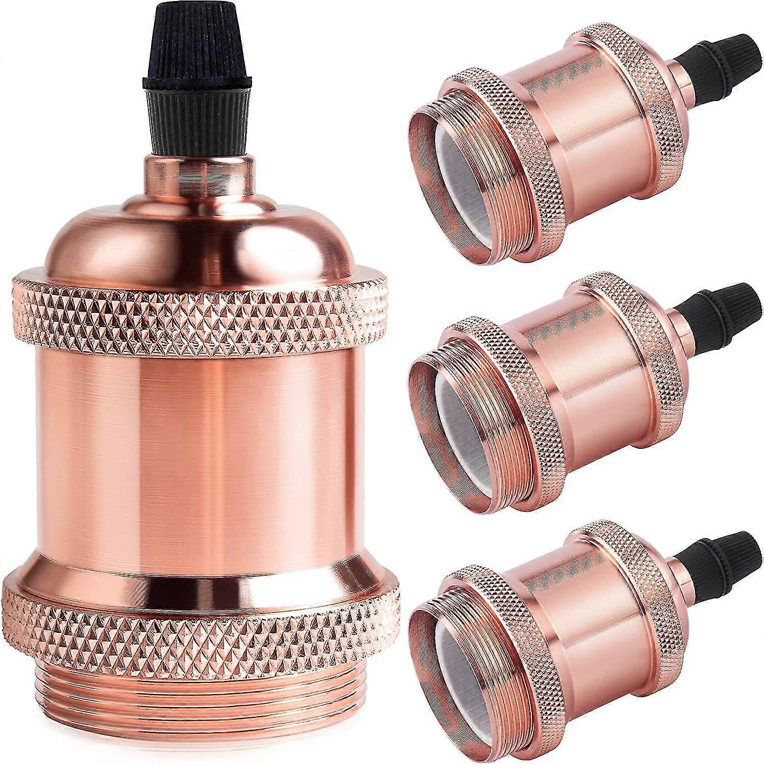 vintage e27 lamp socket, edison retro pendant lamp, solid ceramic adapter, 4 pieces rose gold socket