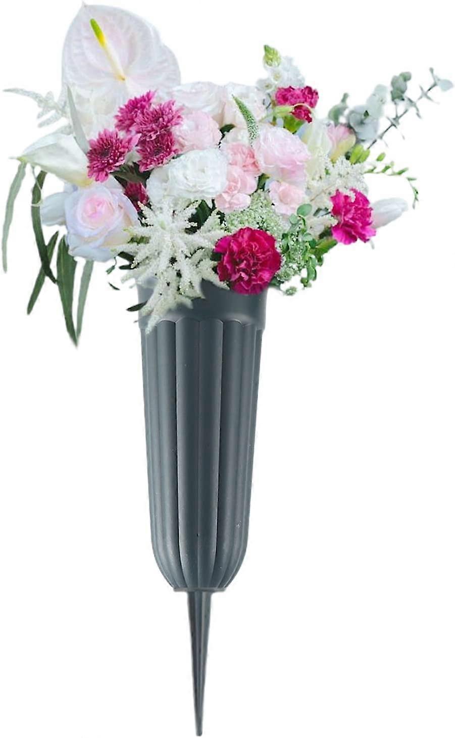 Confezione da 4 Vaso floreale commemorativo Vaso a cono tombale con palo staccabile Portafiori in plastica a terra Mantiene i fiori in posizione verticale e sana