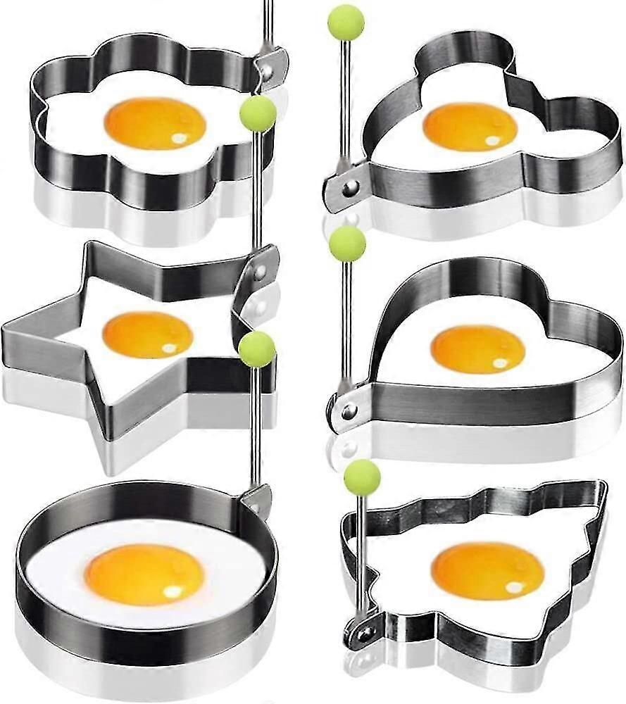 Egg Molds Egg Shaper Egg Ring Pancake Maker With Handle-6pcs