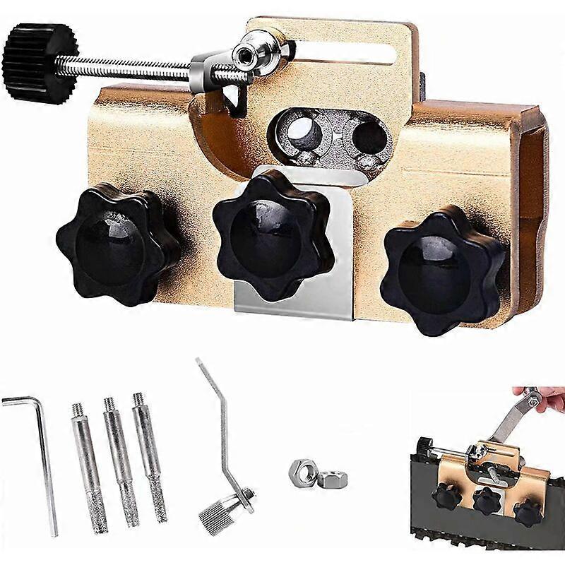 Chainsaw Sharpening Kit, ,Chainsaw Chain Sharpener, Portable Quick Sharpening Kit with 3 Sharpening Heads