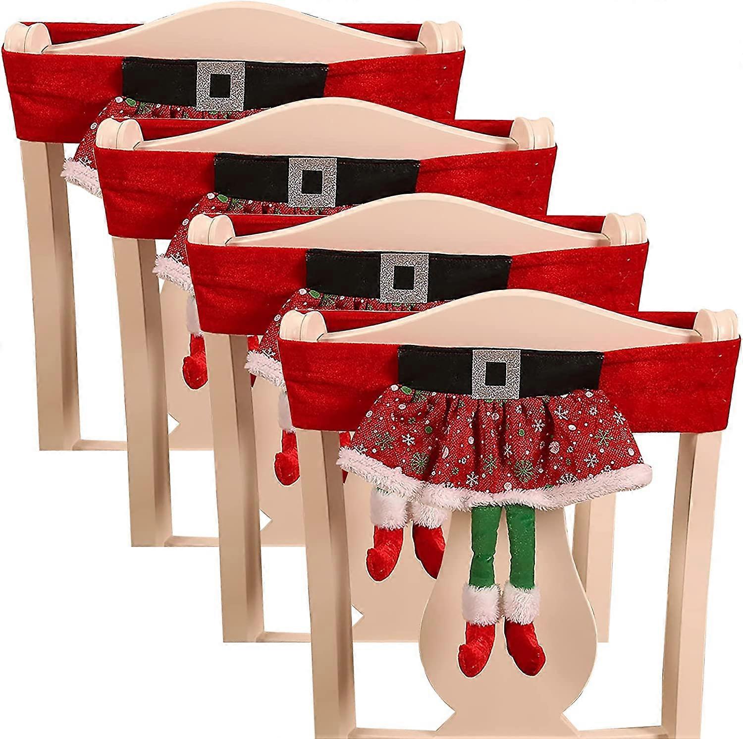 4 Pcs Christmas Elf Chair Covers