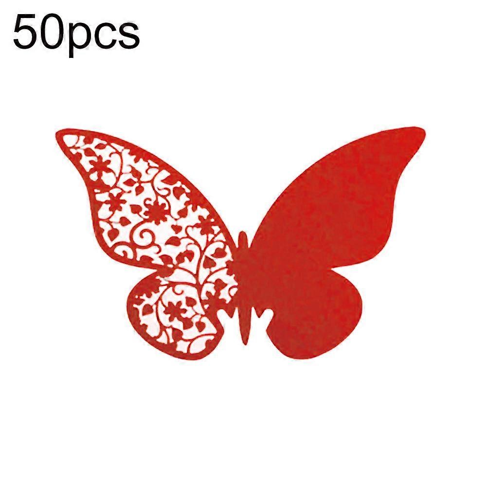 50Pcs Table Mark Wine Glass Cards Favor Butterfly Name Place Party Wedding Decor KAESI