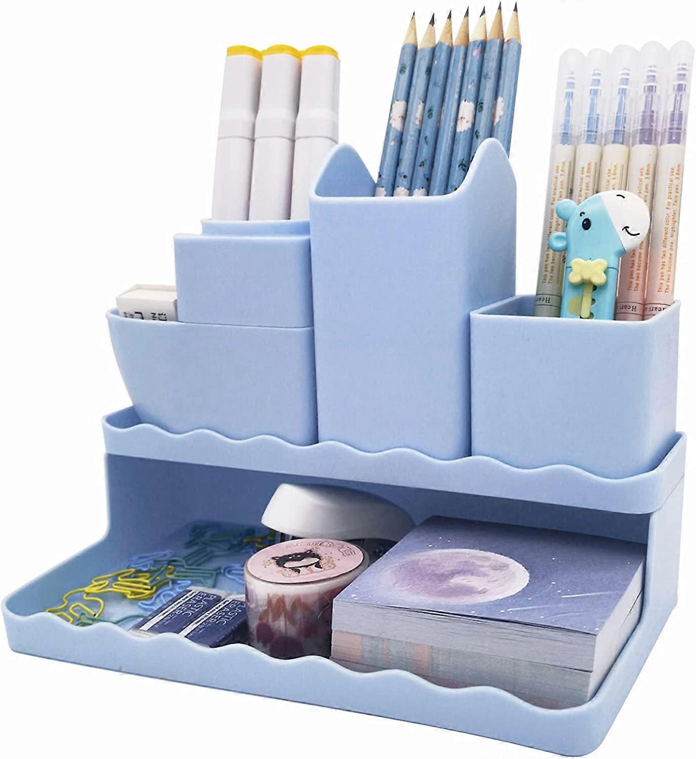 Cute Vertical Pen Organizer, Desk Organizer,Blue