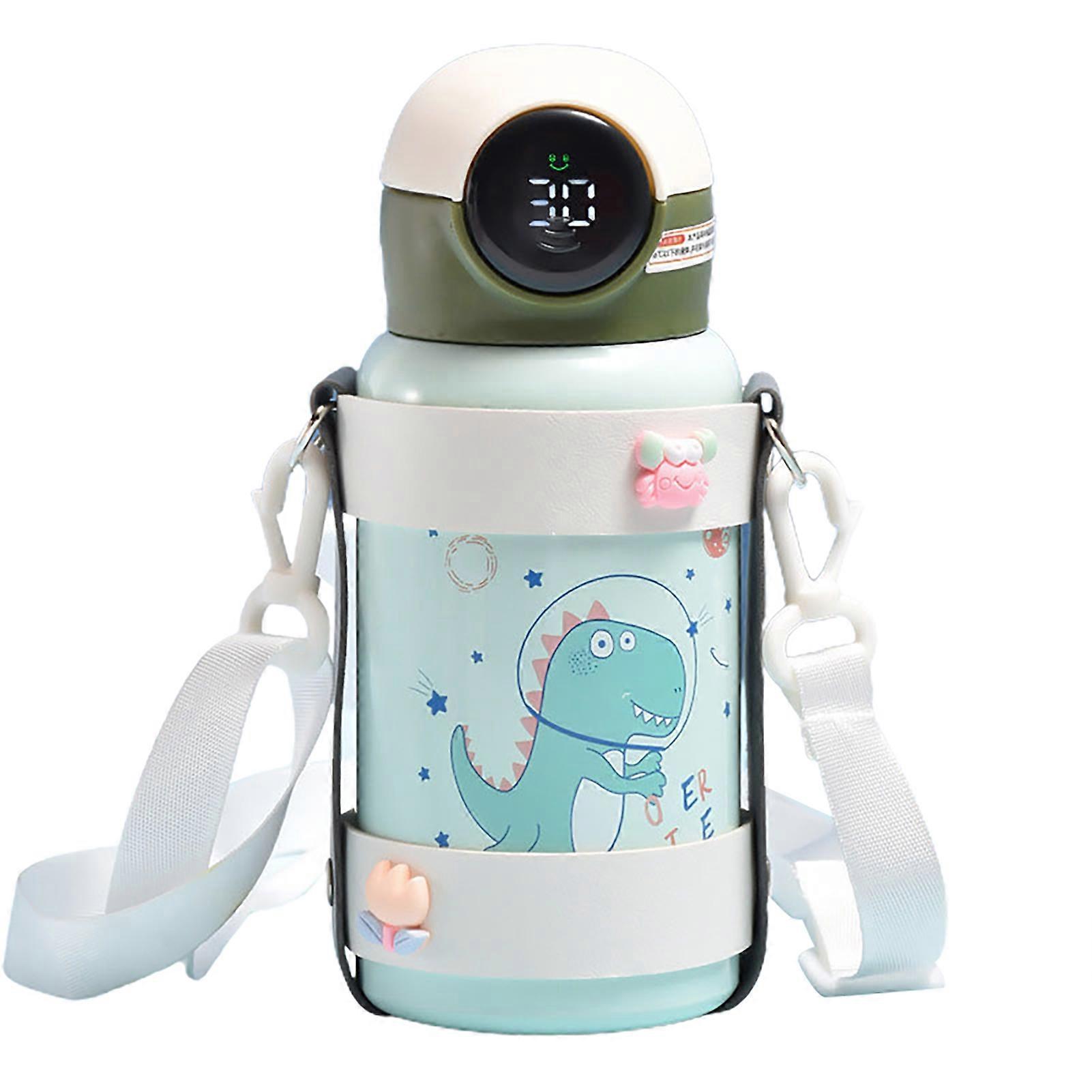 400ml Smart Thermal Bottle Cartoon Rabbit Pattern Double Layer Children Water Bottle Temperature Display Drinking Straw Cup for School KAESI