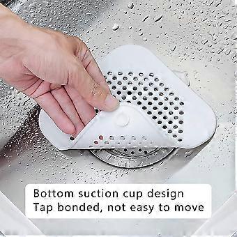 Square Silicone Drain Strainer – 14cm Bathtub Shower Hair Catcher With Suction Cup, Gray