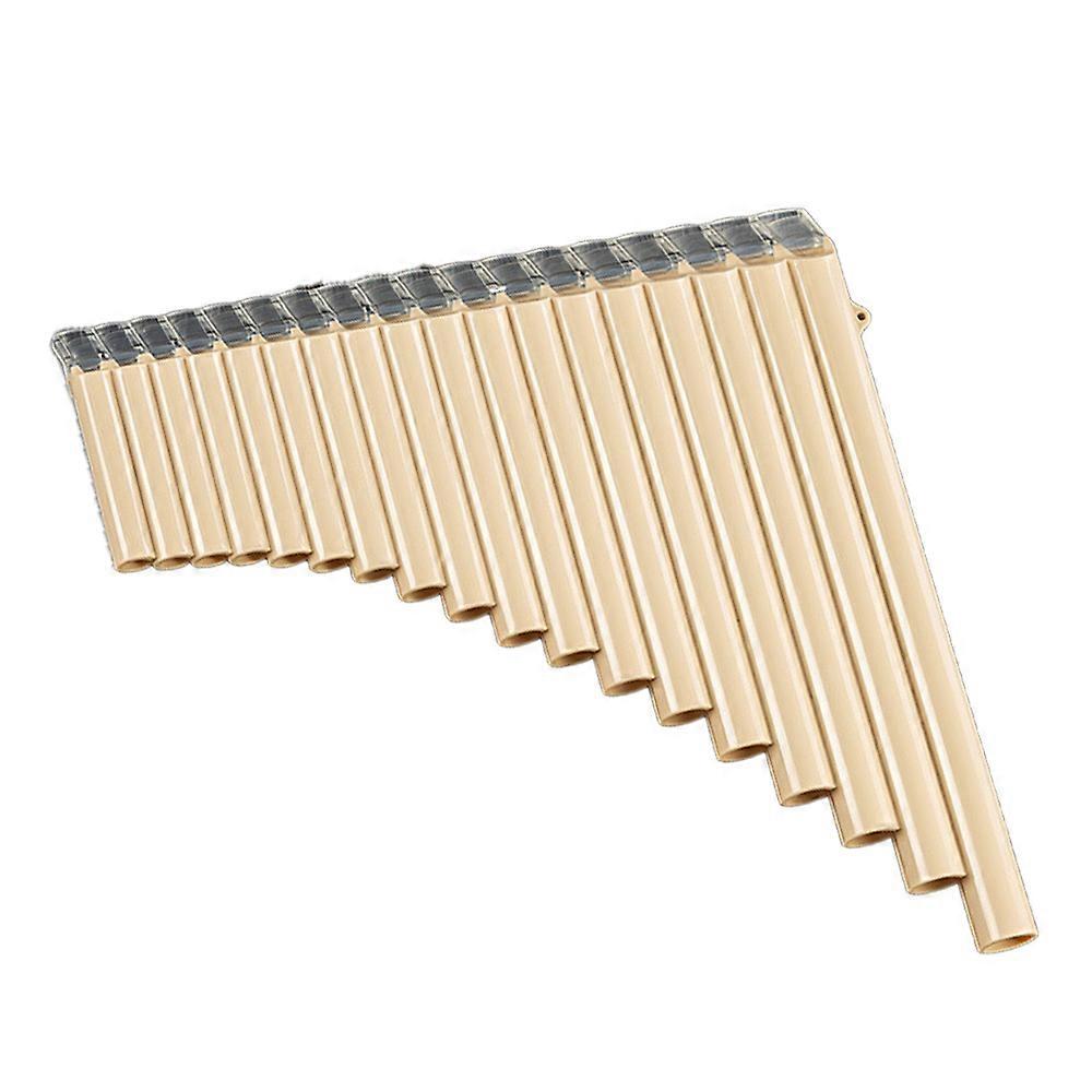 Flute 18 Pipes Panpipe Music Wind Instrument with Bag, Ideal for Beginners, Creamy-White