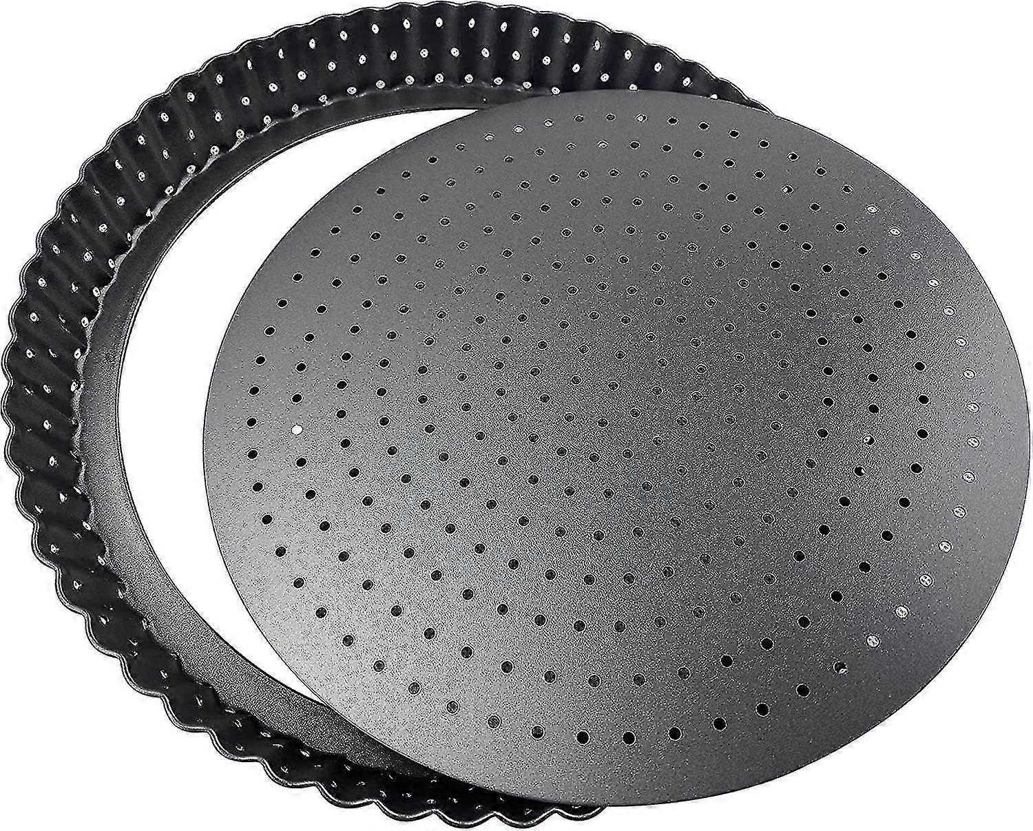 Non-stick Tart And Quiche Pan With Holes, 9 Inch Perforated Tart Pans With Removable Loose Bottom, Round Versatile Fluted Pie, Pizza Flan Pan, Cake Mo