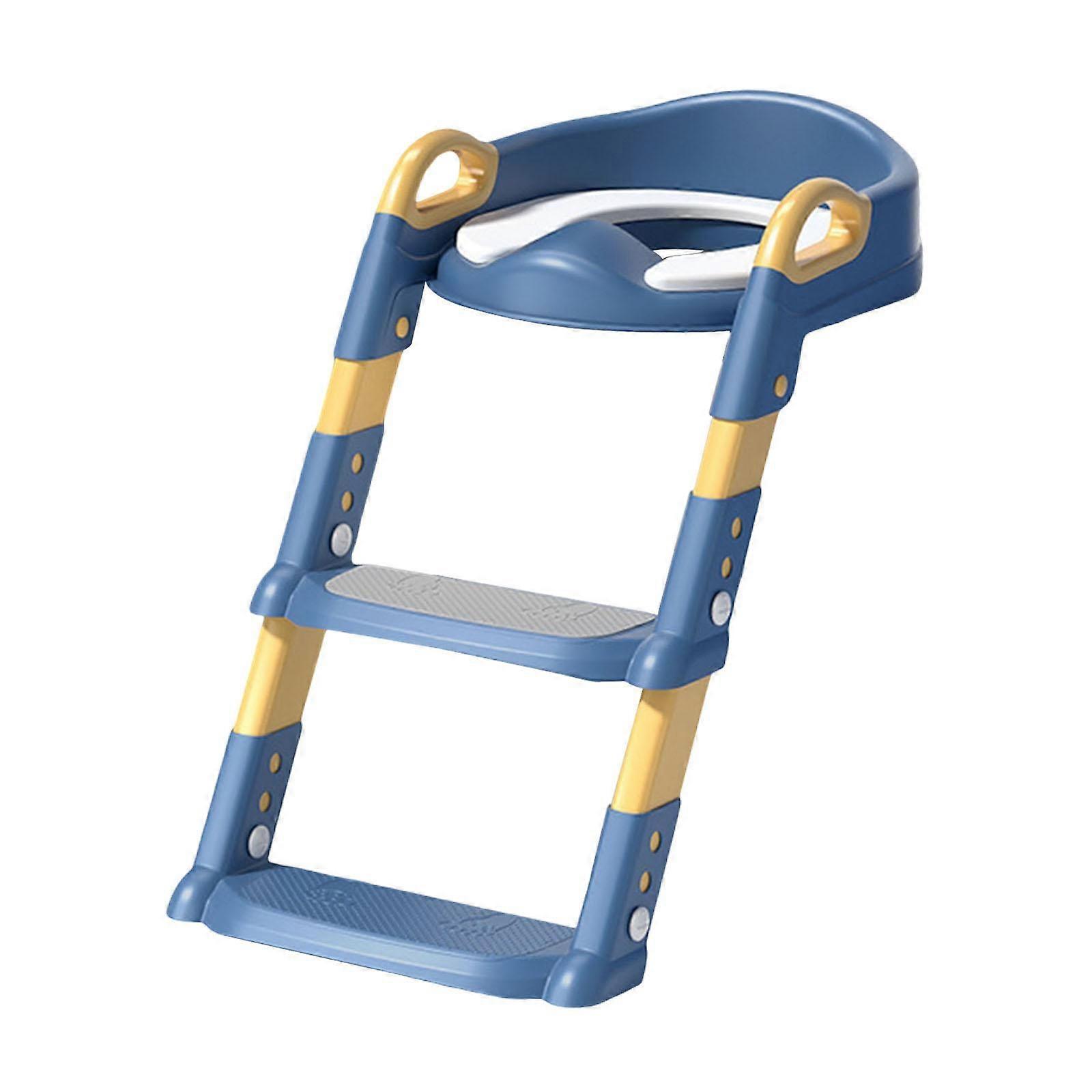 はしご付きおまる座椅子座男の子女の子のための折りたたみ式便座ベビーブルーPVC