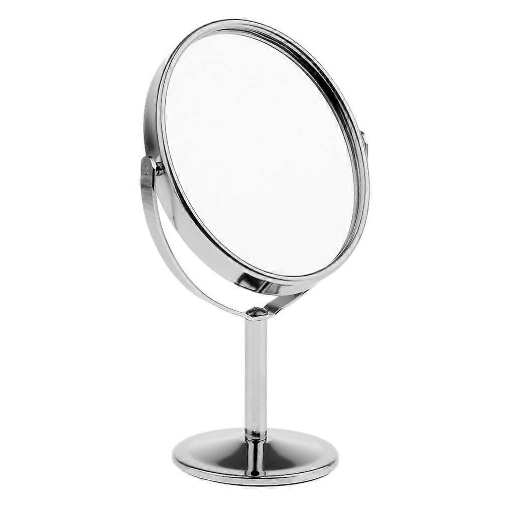 2x3in  Dual Side Normal Magnification Oval Stand Dressing Table Mirror Silver