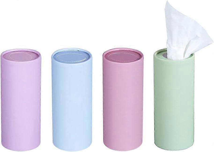 Car Tissue Holder with Facial Tissues,4 Pack Car Tissues Cylinder,16 x 7 cm Round Tissue Holder, Car Tissue Box with Tissues(Red)