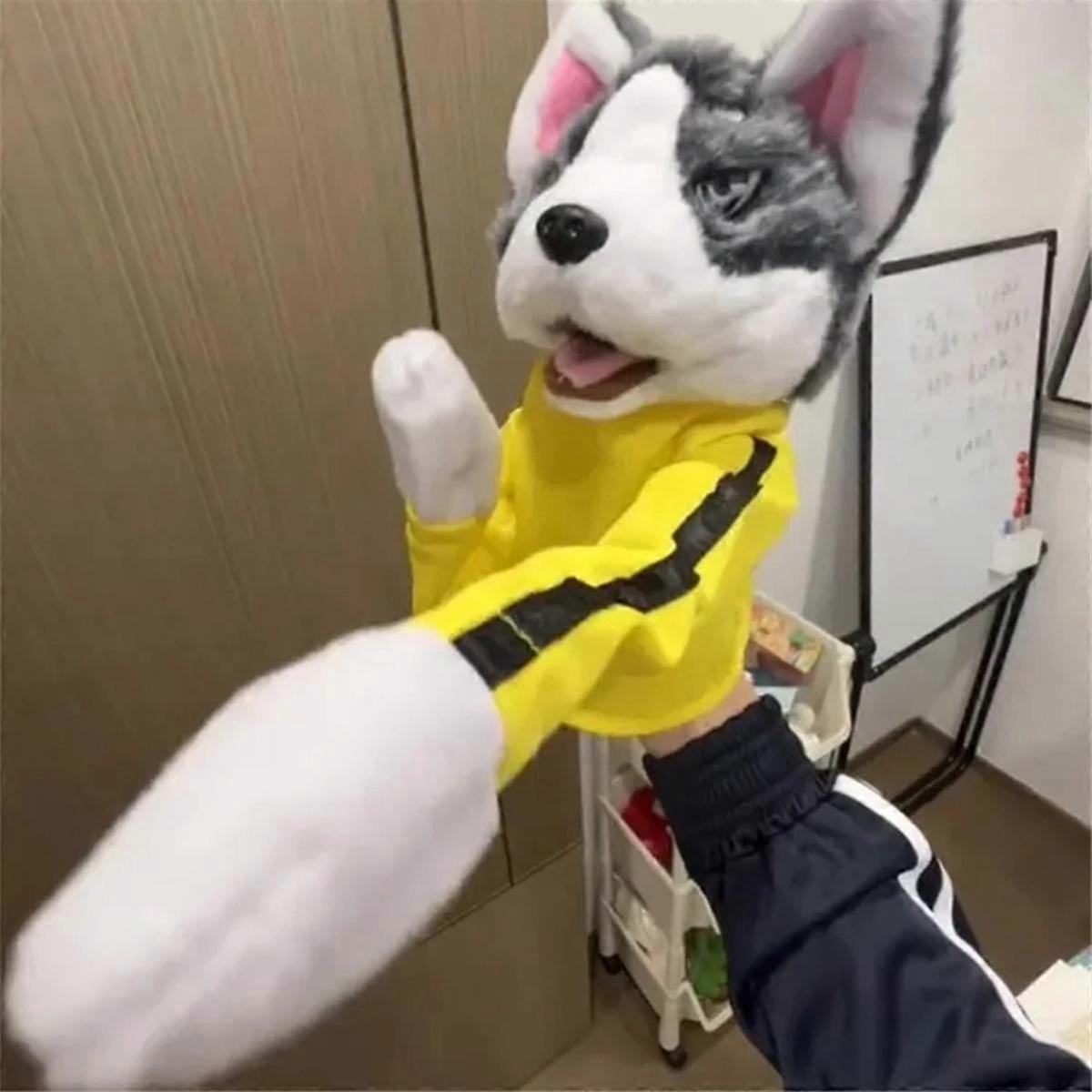 新しい犬のボクシングハンドパペットのおもちゃ - 家族の手を感じ、音とボクシングアクション1個で幼児の動物のおもちゃ