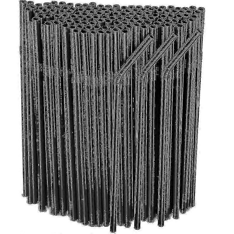 500/200/100pcs Flexible Bendy Black Drinking Straws Plastic Disposable Straws