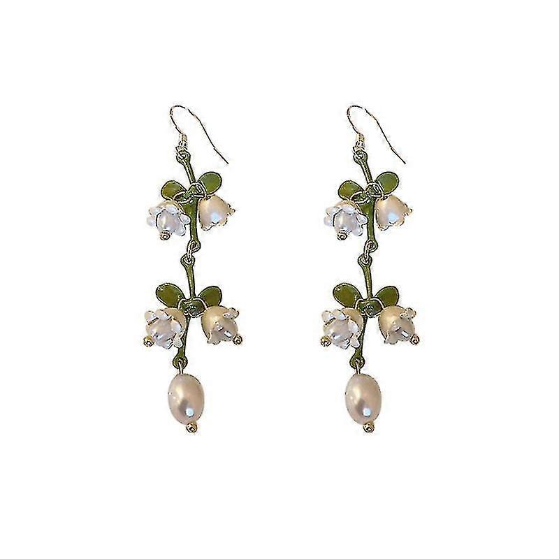 Boucles d'oreilles rétro françaises élégantes en forme de lys blanc dans la vallée, niche douce et délicate