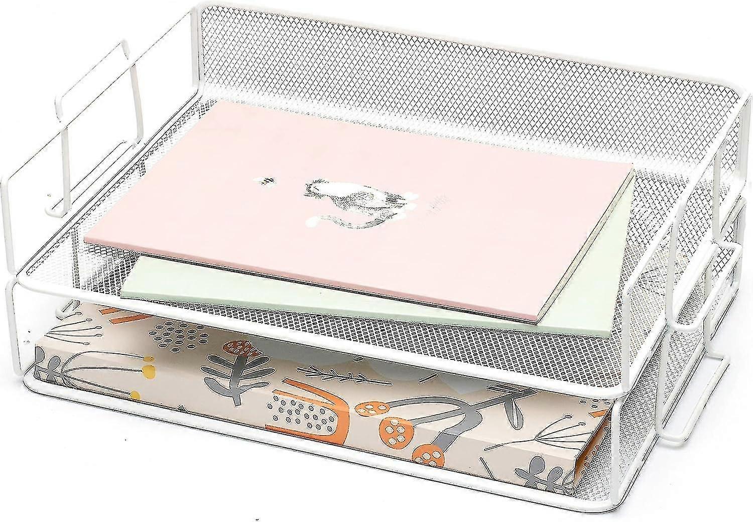 2 Stück Briefablagen / stapelbarer Metallgitter-Schreibtischeimer / multifunktionaler Organizer / Dateihalter für Büro