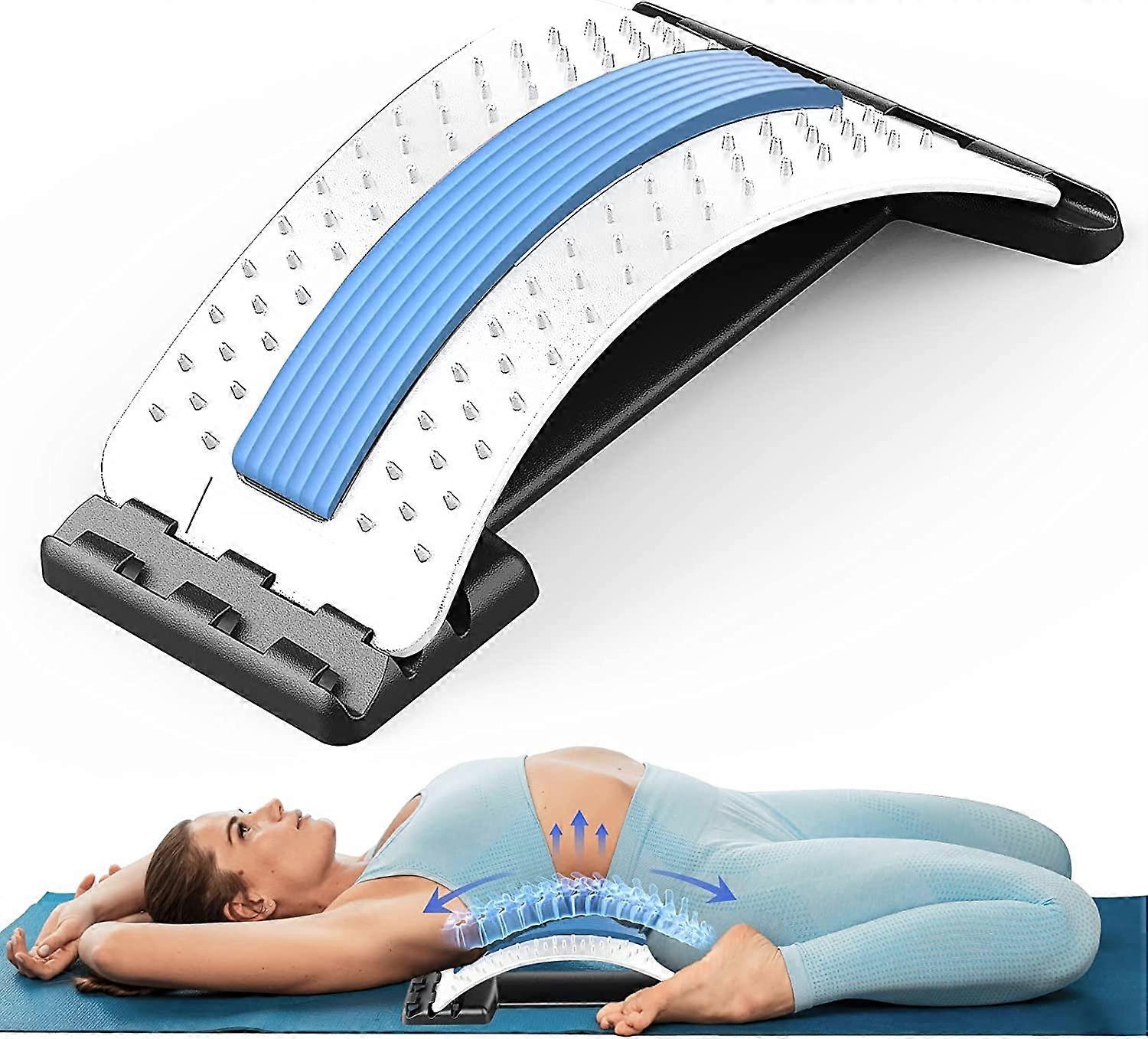 (Blue)Back Stretcher for Lower Back Pain Relief, Back Cracker Board, Multi-Level Back Massager Lumbar, Back Stretching Device for Spine Decompression,