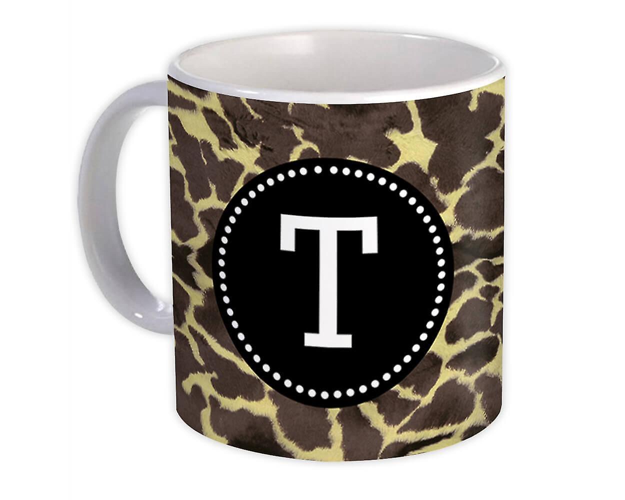 Gift Mug: Monogram Letter T Giraffe