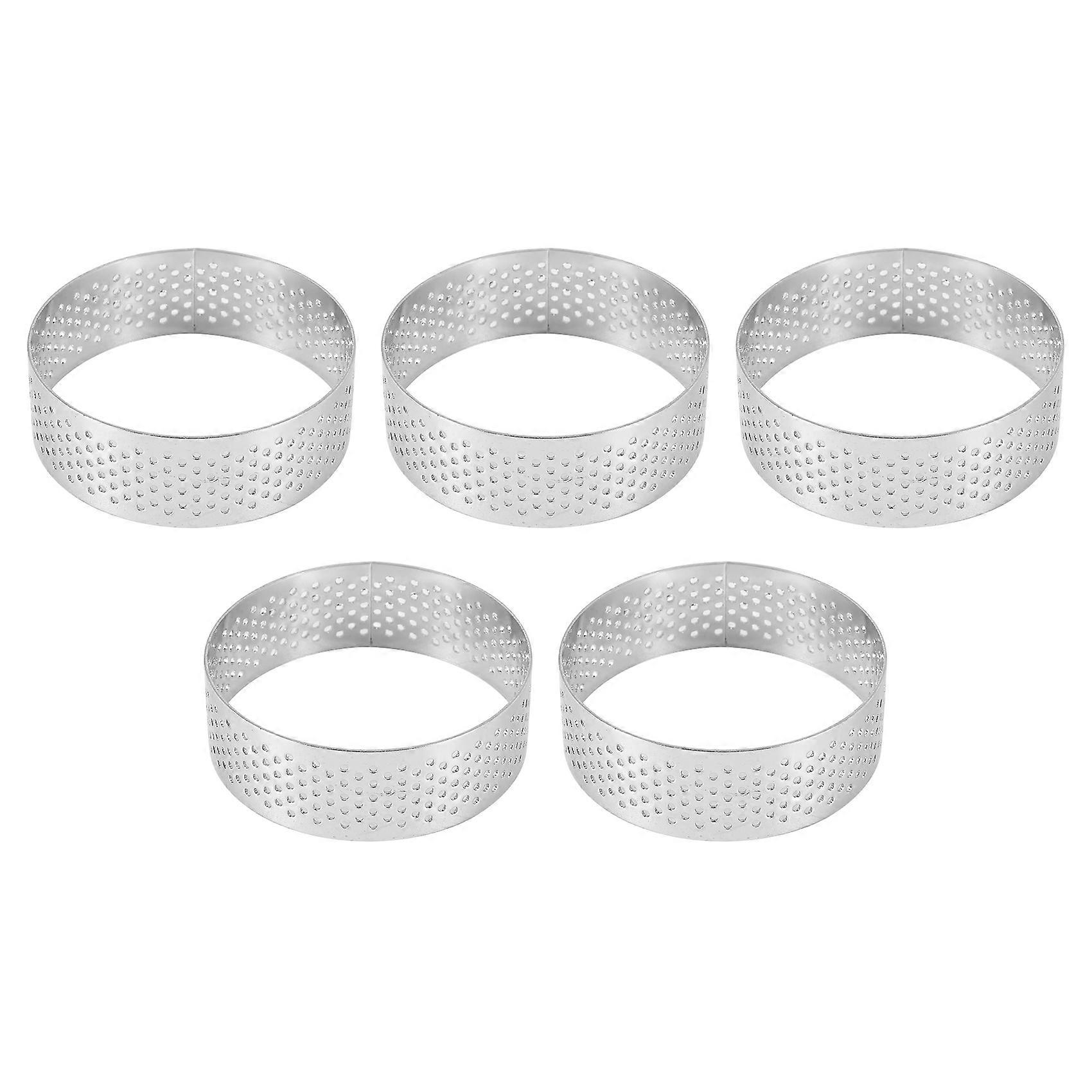 5個 6cm 円形タルトリング デザート ステンレススチール 穴あき フルーツパイ キッシュケーキ ムース型 キッチンベーキング型