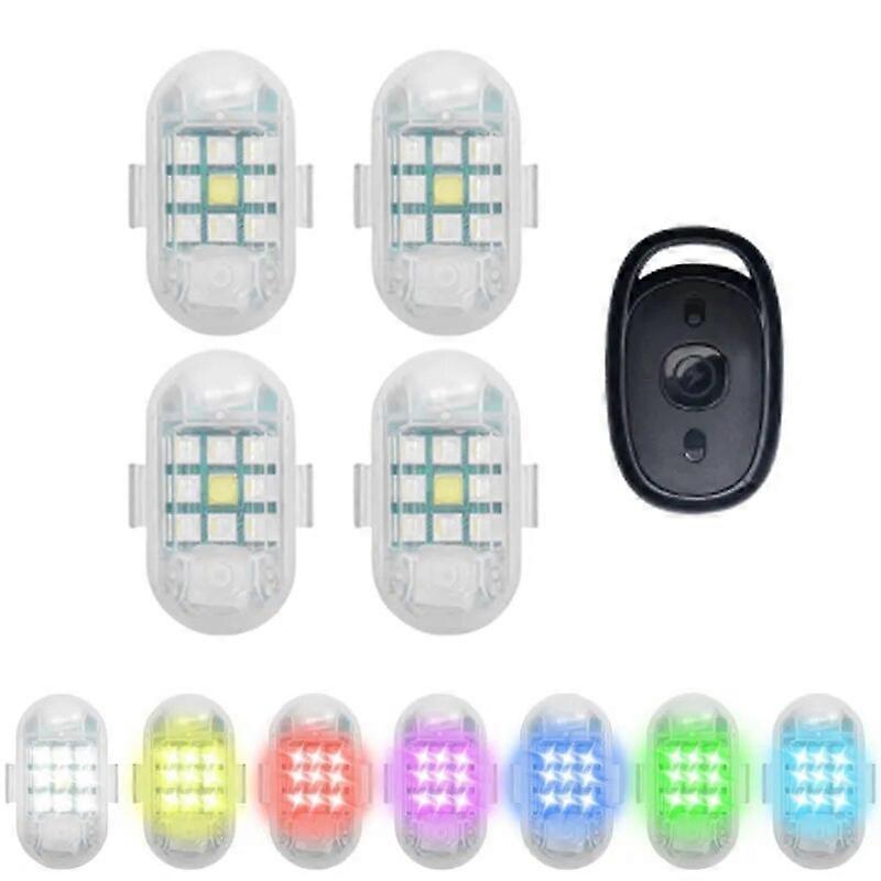 Highlight 2Pcs Wireless Remote Control LED Strobe Light for Car Auto Motorcycle Bike Drone Scooter Warning Lamp Flash Indicator