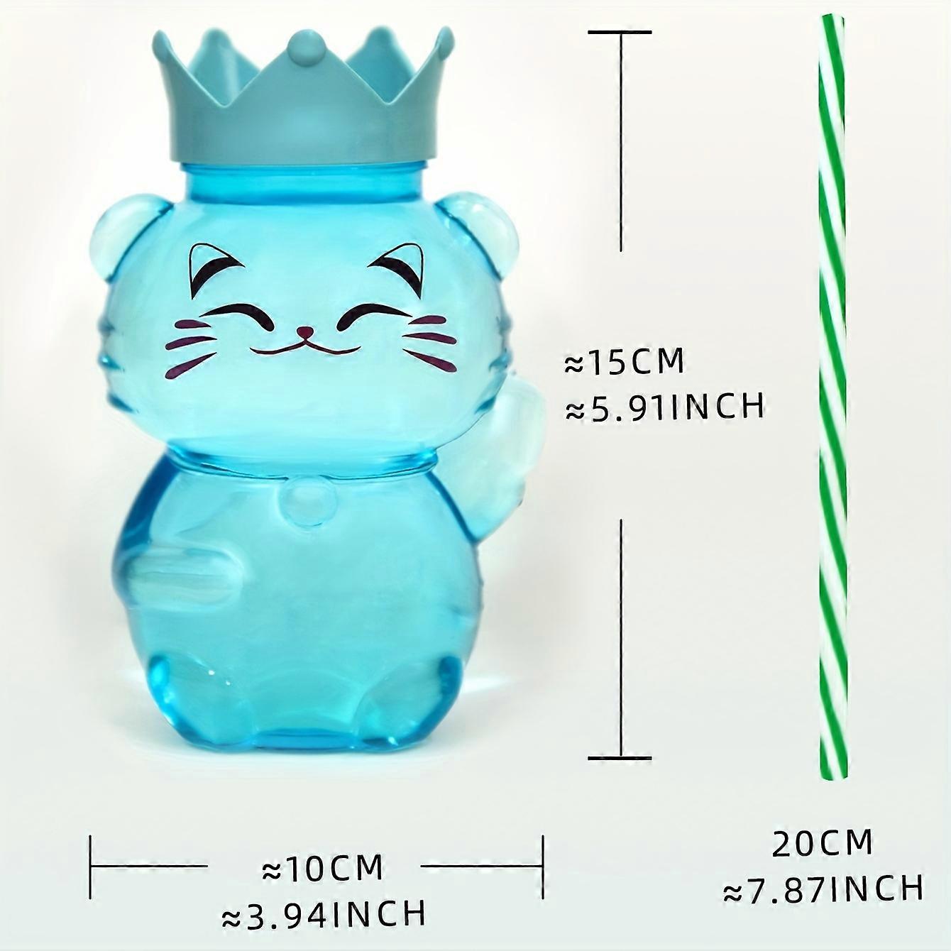 1pcs, Crown Fortune Cat Cup Lid Straw Mug, Drop-Proof Portable PP Plastic Water Bottle, Outdoor Sports And Office Juice Mug, Suitable For Various Holi