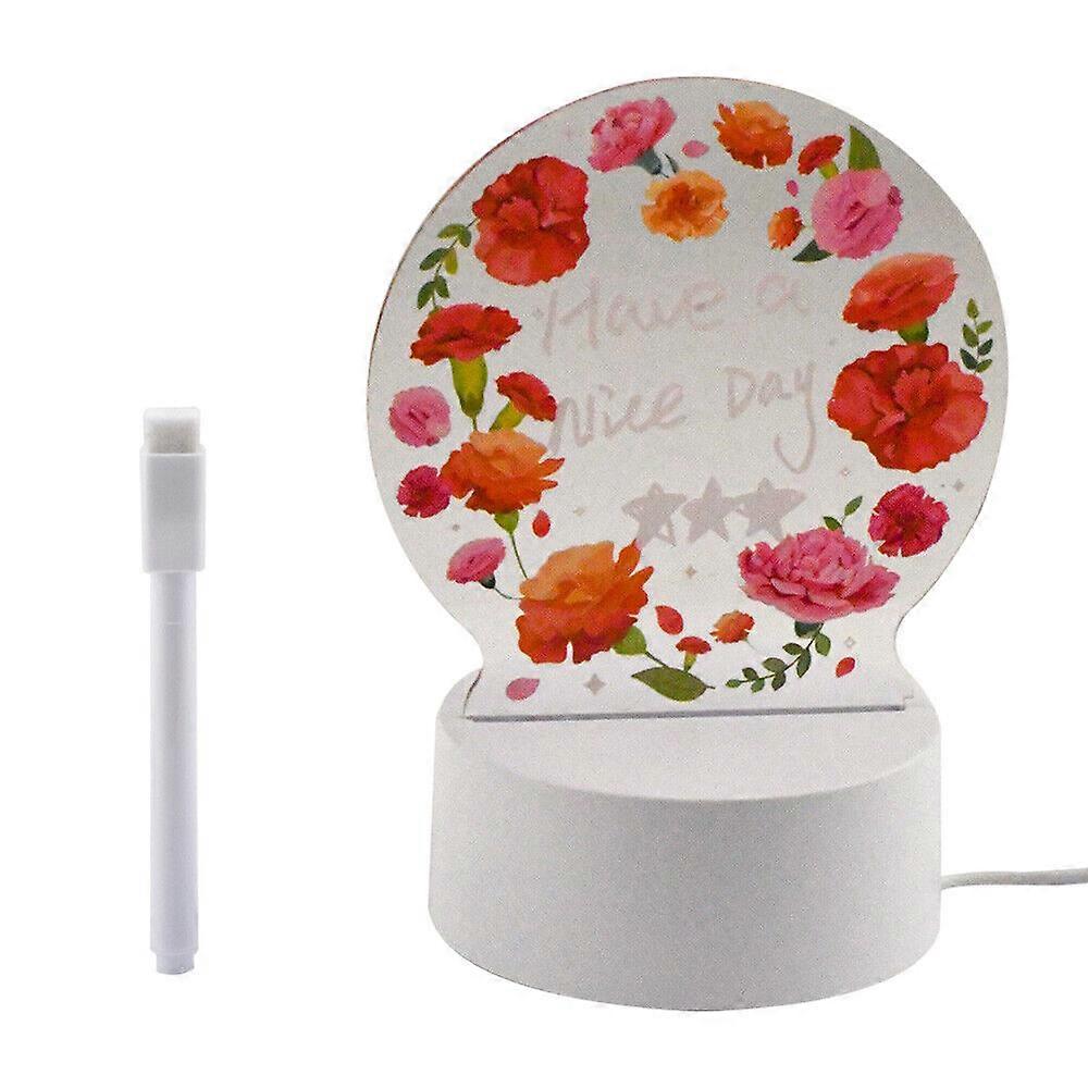 LED Message Drawing Board Acrylic Notepad Night Light With Rewritable Pen