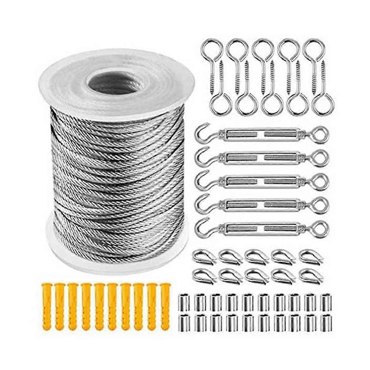 30m鋼鉄ポリ塩化ビニールの上塗を施してある適用範囲が広いワイヤー ロープの柔らかいケーブルの透明なステンレス鋼の物干しの直径2mmのキット