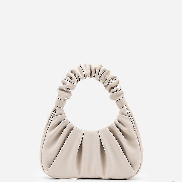 Handheld oksel tas niche ontwerp geplooide tas vrouwen trendy mode veganistische lederen retro hobo handtas damesmode (1 stuk, wit)