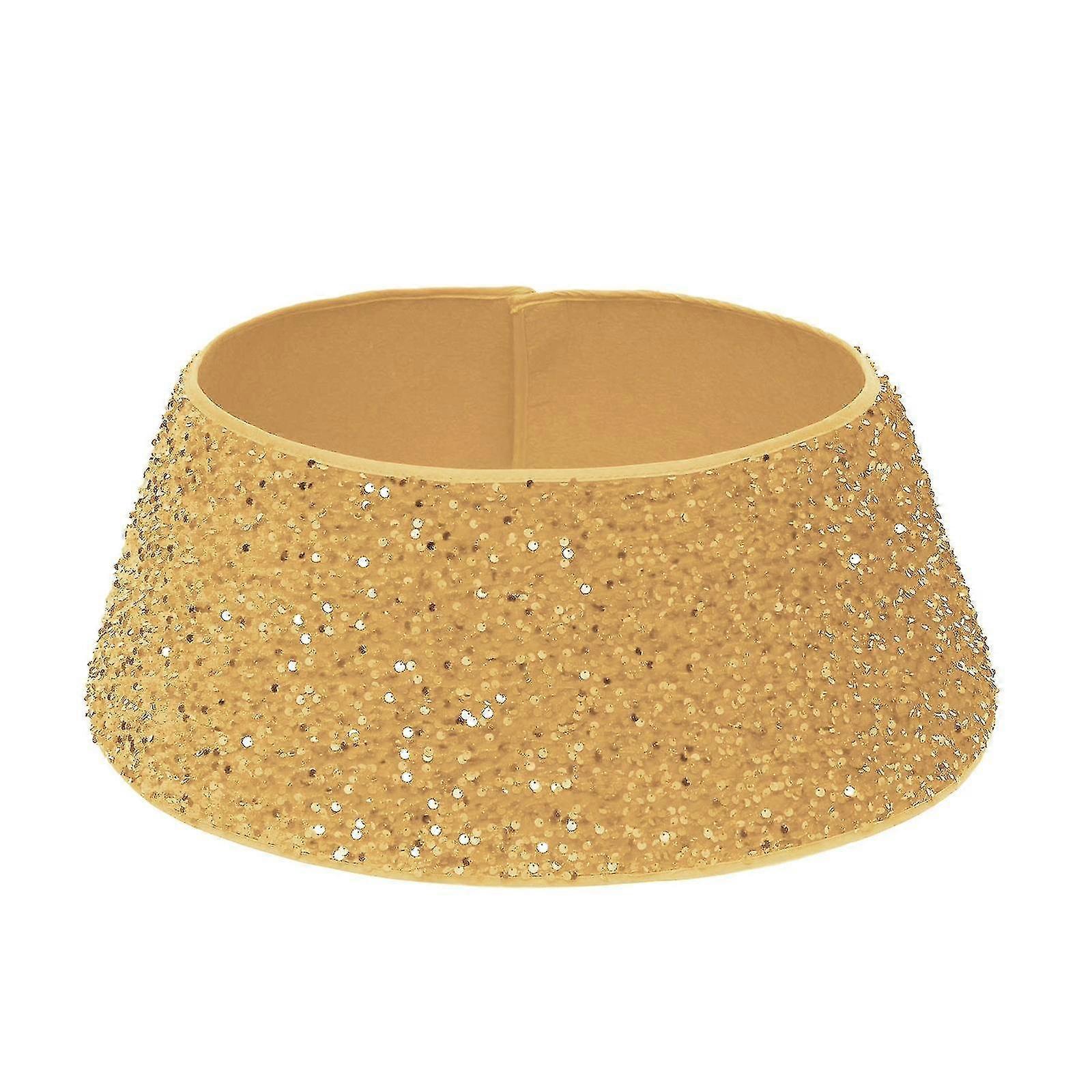 Christmas Tree Collars 23.6 Inch Sequin Tree Skirt Glitter Xmas Tree Ring Double-layer Velvet Tree Skirt Collar Tree Base Cover For Christmas Hallow