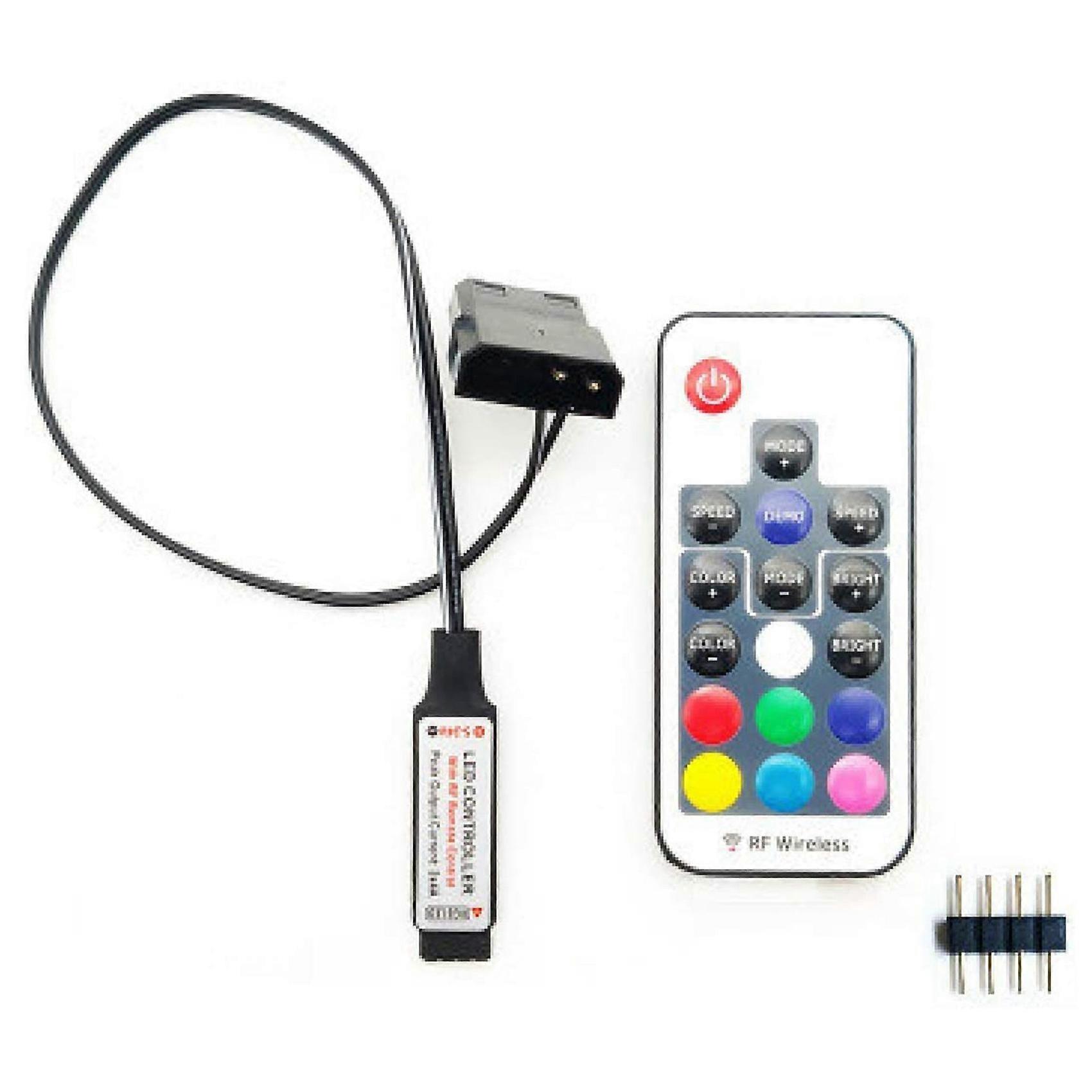 Computer Fan Lighting Effect Controller,5V 3-Pin/12V 4-Pin RGB Fan Equipment Wire Control/Remote Co