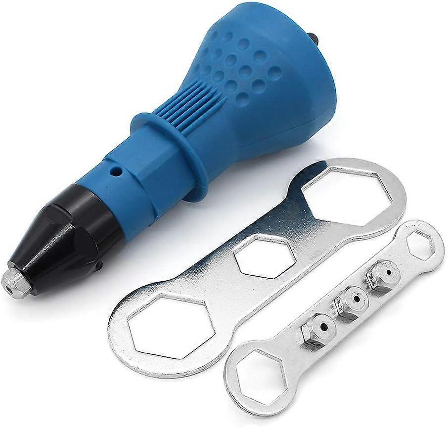Cordless Rivet Gun Electric Rivet Drill Tool Kit Riveter Adapter Insert Nut Hand Power Tool Accessories (Blue)