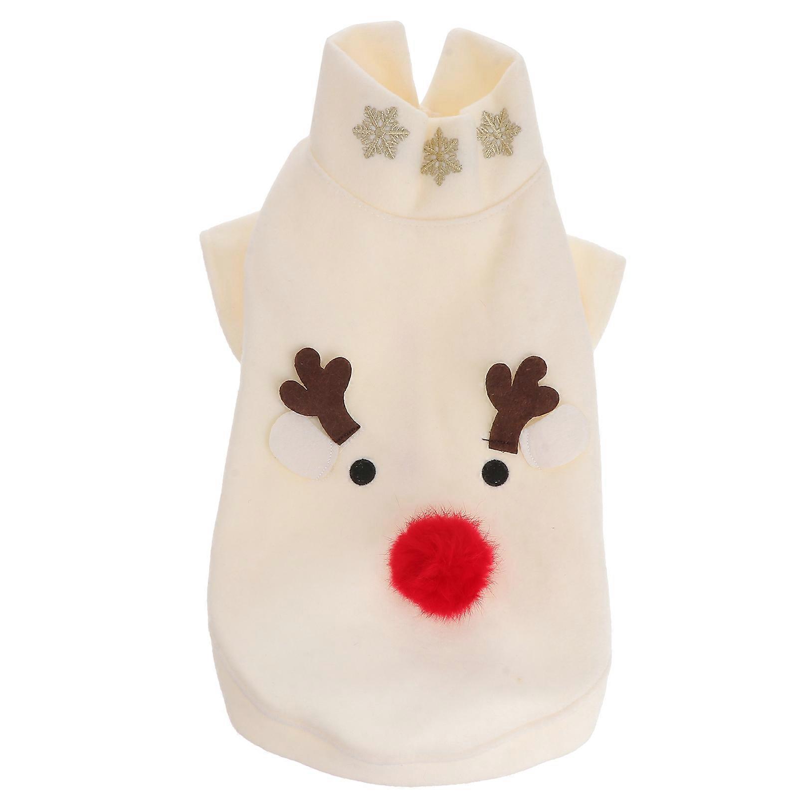 Pet Dog Clothes Elk Pattern Christmas Costume Breathable Dog Apparel for Pet Dog Puppy Size M White