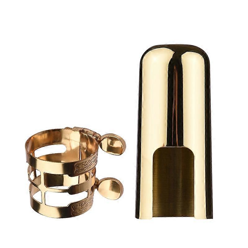 Double Screw Adjustment Saxophone Ligature Compact Durable Sax Ligature with Mouthpiece Cap Sax Accessories for Alto Saxophone